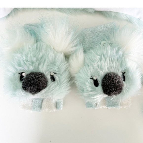 Koala Kids Furry Hat and Mittens Set - Light Blue Fingerless Gloves Justice - Picture 2 of 6